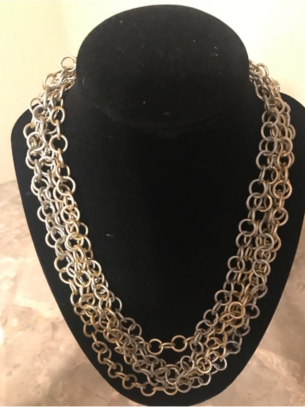 Layered Multi-Chain Silver and Gold Necklace - Women Jewelry